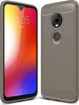 Zdjęcie produktu dla Motorola Moto G7 TPU Case Carbon Fibre Optics Brushed Protective Cover Grey