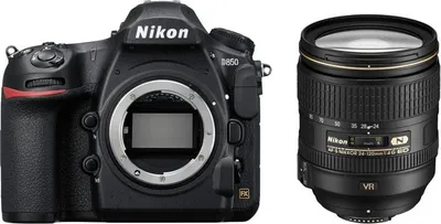 Produktbild von Nikon D850 + AF-S 24-120 mm 1:4G ED VR, 45,7 MP, 8256 x 5504 Pixel, CMOS, 5x, 4K Ultra HD, Schwarz