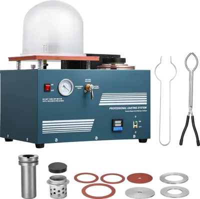 Immagine prodotto di SucceBuy macchina per colata sottovuoto 2 L con forno di fusione e pratica apertura di iniezione di olio, strumento per la fusione di gioielli in metallo per la fusione di gioielli e la fusione di rottami di rame oro argento