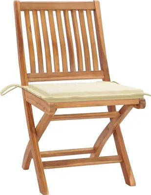 Produktbild von vidaXL Gartenstühle 2 Stk. mit Cremen Kissen Teak Massivholz