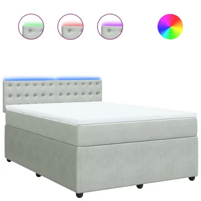 Produktbild von Boxspringbett mit Matratze Hellgrau 140x190 cm Samt