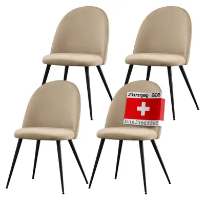 Produktbild von Esszimmerstühle im 4er Set Capo, Beige - Vintage Design, Samt-Bezug, er Polsterstuhl - Moderner Küchenstuhl oder Esstischstuhl