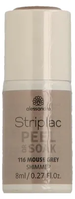 Produktbild von alessandro Striplac Peel or Soak 116 Mouse Grey 8ml, 8 ml, Grau, Mouse Grey, Färbung, Schutz, Verstärkung, Glanz, Flasche