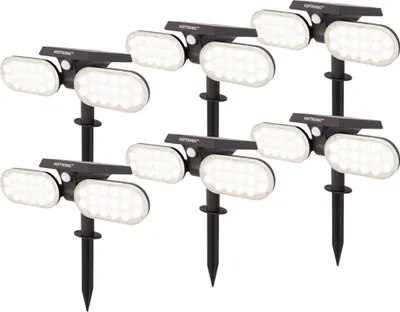 Image de HOFTRONIC - Lot de 6 spots à piquet solaire 2W 6000K 300lm IP65 Noir PIR