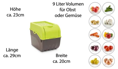 Obrázok produktu pre Novaliv 3x veľký 9l zelený box na zemiaky box na zemiaky box na zemiaky skladovanie zemiakov hlava zemiakov vrece na zemiaky