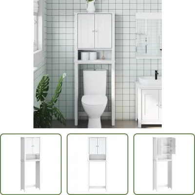 Produktbild von The Living Store Toilettenschrank BERG Weiß 60x27x164,5 cm Massivholz