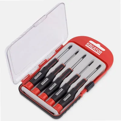 Produktbild von Kreator Schraubendreher-Set 5 teilig SL / PH Feinmechanikwerkzeug + Kunstoffbox - KRT411004