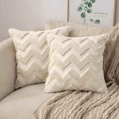 Obrázek produktu pro Dva povlaky na polštáře, rozměr 40x40 cm, polyester, vzor vln, barva béžová