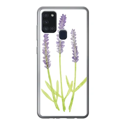 Produktbild von MuchoWow® Handyhülle Schutzhülle Hülle für Samsung Galaxy A21s Lavendel - Aquarell - Pflanzen Silikon Softcase Handy Hülle - Hartschale