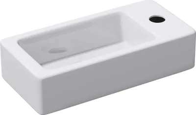 Immagine prodotto di doporro Lavabo Piccolo da Parete in Ceramica Bianco Lucido 37,5x18x8,8 cm, Lavandino Rettangolare Sospeso Monoforo Compatto per Bagno o WC šC Brš¹ssel3053L