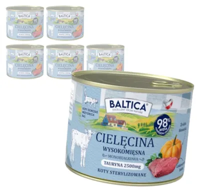 Produktbild von Baltica Smaki Regionów Kalbfleisch 6x185g Getreidefreie Nassnahrung für kastrierte Katzen