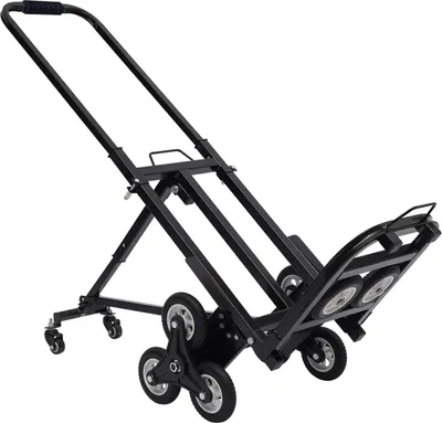 Immagine prodotto di Carrello saliscale - Carrello pieghevole - 8 ruote - Braccioli regolabili - Robusto telaio in acciaio - Ingombro ridotto - Nero
