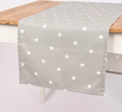 Produktbild von SCHÖNER LEBEN. Tischläufer Twinkle Sterne grau weiß 40x160cm