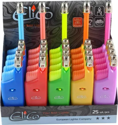 Zdjęcie produktu dla Elico Zapalarka Zapalniczka Gazowa Teleskopowa Wyciągana Mix Kolorów 25 Szt