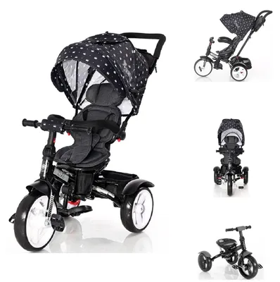 Produktbild von Lorelli Tricycle Neo 4 in 1 EVA-Reifen, Schiebestange, Sitz drehbar, verstellbar schwarz Krone