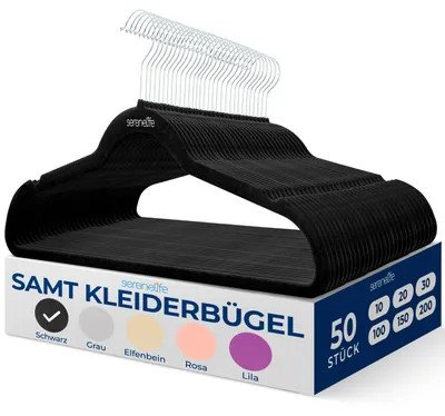 Produktbild von SereneLife Kleiderbügel Samt, 50 Stück- Bügel, Hangers- rutschfest & Platzsparen