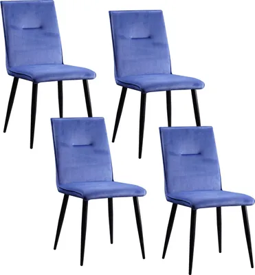 Produktbild von Salinas Stuhl aus blauem Samt, 44,5 cm breit, 90 cm hoch, 60 cm tief, Sitzhöhe 47 cm