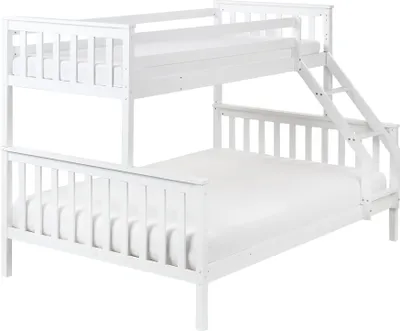 Obrázek produktu pro BELIANI Patrová postel pro 3 osoby bílá borovicové dřevo 90/140 x 200 cm jednolůžko a dvoulůžko vysoká postel moderní styl dětský pokoj pro děti
