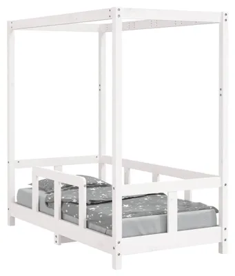 Obrázok produktu pre vidaXL Detská postieľka biela 70x140 cm Masívne borovicové drevo