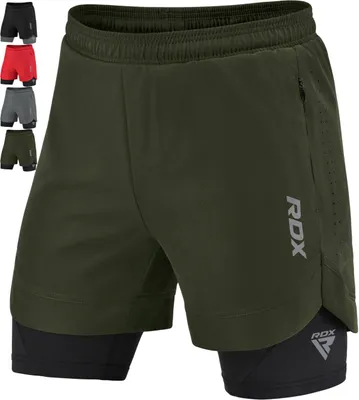 Zdjęcie produktu dla Spodenki do biegania RDX dla mężczyzn, krótkie, 2 w 1, kompresyjne, idealne do treningu
