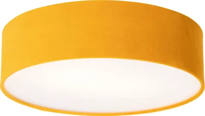 Produktbild von QAZQA - Moderne Deckenleuchte I Deckenlampe I Lampe I Leuchte Ocker 40 cm - Drum mit SchirmI 2-flammig I Wohnzimmer I Schlafzimmer - Textil Zylinder - LED geeignet E27