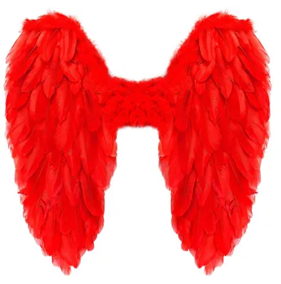 Produktbild von Rote Federflügel Kostüm – Faltbare Engel Flügel mit echten Federn – 50x50 cm Uni – Fasching Karneval Halloween Zubehör