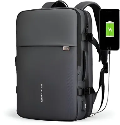 Productafbeelding van CarryQuest® - Rugzak voor heren - 40 liter, uitbreidbaar, laptopvak voor 17,3 inch, nylon, grijs