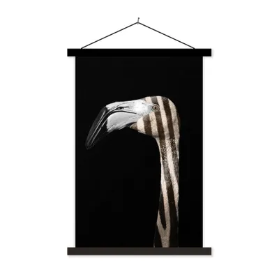 Produktbild von MuchoWow® Textilposter Flamingo - Porträt - Zebra 40x60 cm mit schwarzem Rahmen - Wanddekorationen