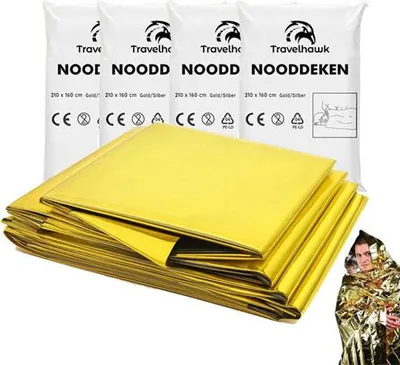 Produktbild von Travelhawk Nooddeken – 4 Stuks