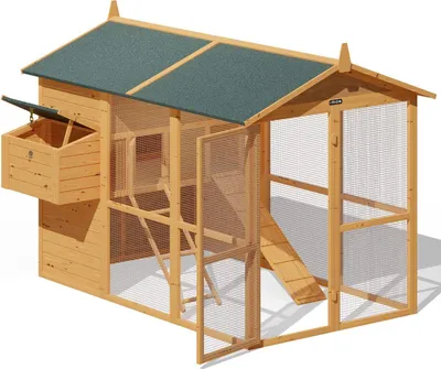 Produktbild von CADOCA® Hühnerstall 2stöckig 191x151x148cm Lauframpen Garten Hasenkäfig Kleintiergehege Kaninchenstall Nagergehege Hasenstall Huhn Hase Holz Braun