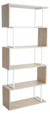 Produktbild von Bücherregal HxBxT 183x80x30cm freistehend in Eiche-Optik mit Metallgestell, 5 Ebenen