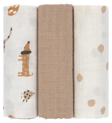 Produktbild von Swaddle & Burp Blanket L Little Mateys royal blue 3 pcs ass., 85 x 85 cm