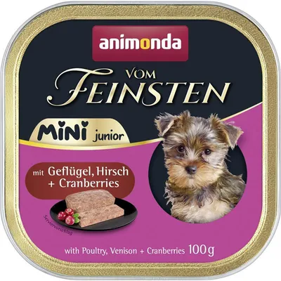 Productafbeelding van ANIMONDA Vom Feinsten Junior Mini Kip met wild en cranberry's - Natvoer voor honden - 100g