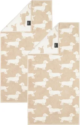 Produktbild von 2 Stück Cawö We love Dogs Handtücher 6246-33 Dackel Natur 50x100