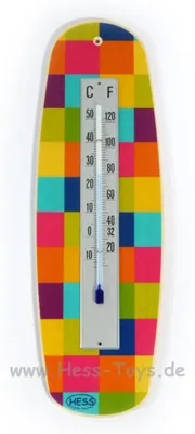 Zdjęcie produktu dla Termometr dekoracyjny z drewna, kolorowy, szer. x dł. x wys. 80 x 15 x 255 mm, NOWY