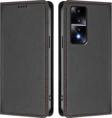 Produktbild von Handyhülle für Honor 80 GT, Kunstleder Klapphülle Stoßfeste Magnetische Hülle mit Ständer Schwarz