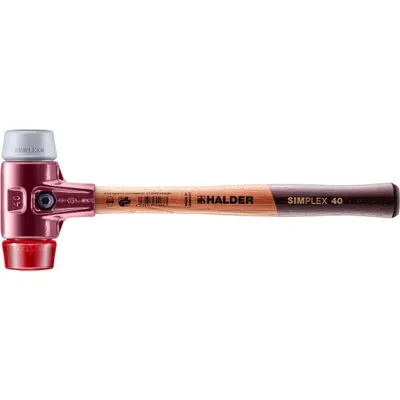 Produktbild von HALDER SIMPLEX Schonhammer Ø 40 mm TPE-mid grau / Plastik rot mit Tempergussgehäuse