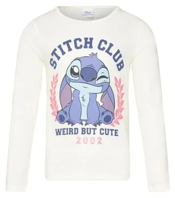 Produktbild von Disney Lilo und Stitch Kinder Mädchen Langarmshirt Shirt 100% Baumwolle - 128, Weiß