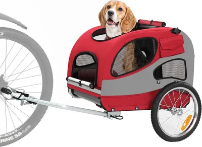 Productafbeelding van 10801 Fietskar voor huisdieren, geschikt voor buiten, met een frame van staallegering, afmetingen 69 x 25,2 x 50 cm, wielen van 40 cm, geschikt voor kleine en middelgrote honden