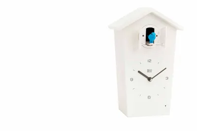 Produktbild von KOOKOO BirdHouse in weiß, moderne Kuckucksuhr