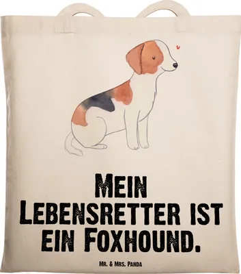 Produktbild von Mr. & Mrs. Panda Shopping Tasche Foxhound Lebensretter - Transparent - Geschenk, Beutel, Laufhund, Einkaufstasche, Laptoptasche, Tote Bag, Jagdhund