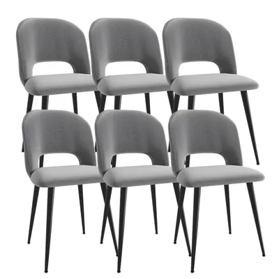 Produktbild von Esszimmerstühle 6er Set Esszimmerstuhl Samt Küchenstühle Grau