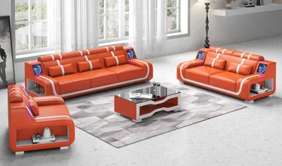 Produktbild von Sofagarnitur Mit LED Orange Modern 3tlg JVmoebel