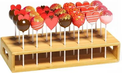 Obrázek produktu pro Držák na špejle pro cakepops s 21 otvory a 100 papírovými špejlemi – podnos na cakepops pro oslavy