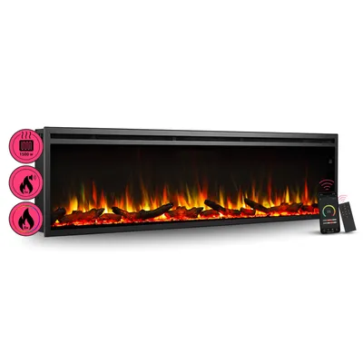 Produktbild von BALDERIA Elektrokamin Atalanta 72" | Einbaukamin, LED 3D-Flammeneffekt, LED-Ambientebeleuchtung, Heizung 1500W, App, Knistereffekt, Timer, Thermostat, Offene-Fenster-Erkennung, Fernbedienung | Schwarz