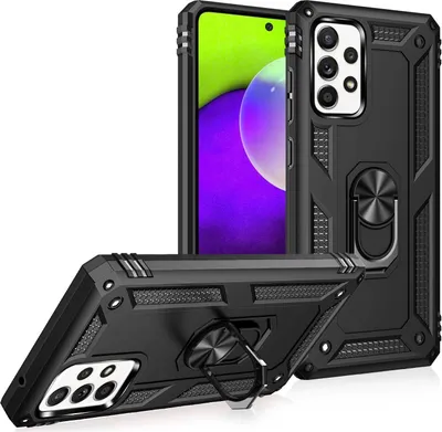Produktbild von NALIA Ring Handyhülle für Samsung Galaxy A52 5G / A52 / A52s 5G, Kickstand Case Schwarz
