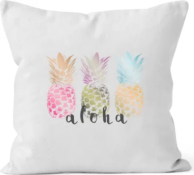Produktbild von Kissenbezug Aloha Ananans Pineapple Kissenhülle Dekokissen 40x40 Baumwolle Autiga® weiß unisize