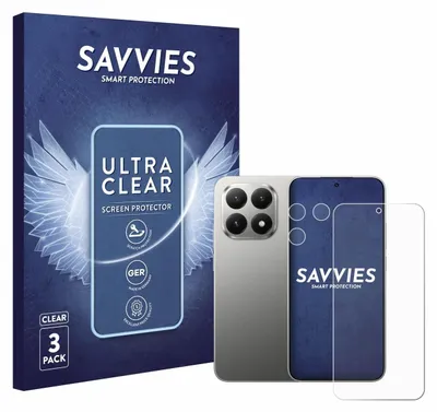 A product shot of a phone screen protector packaging and a phone with its camera module.