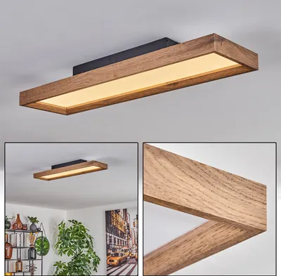 Produktbild von Pudiano Deckenleuchte aus Metall/MDF/Kunststoff in Schwarz/Holzoptik/Weiß