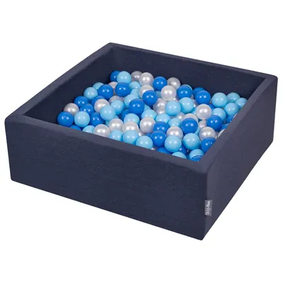 Obrázek produktu pro KiddyMoon 90x30cm/300 míčků ∅ 7cm Kulatý Suchý Bazén s míčky Certifikováno vyrobeno v EU, Tmavě Modrý: Baby Blue/Modrý/Perleťový